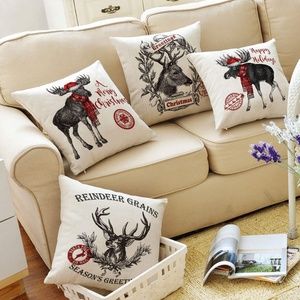 4 PC Reindeer Christmas Decor Cushio Throw Pillow